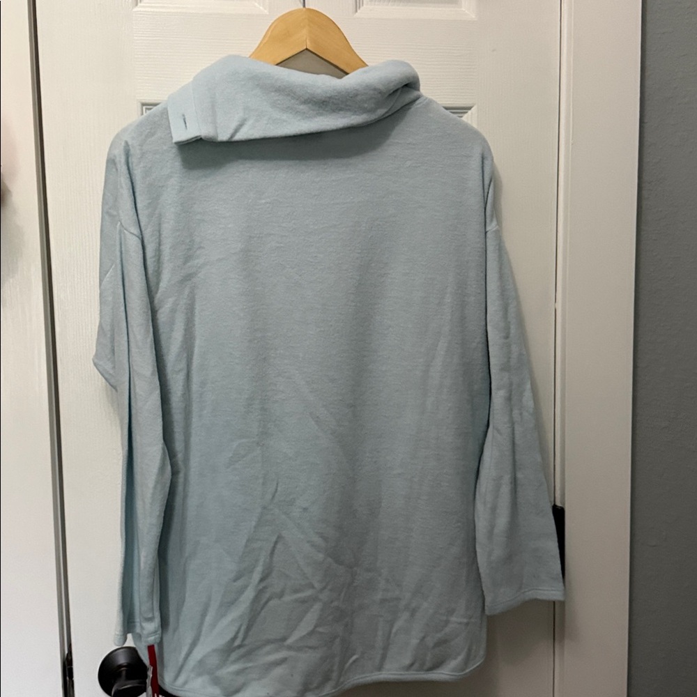 Ruby Rd. Light Blue Button Cowl Neck Sweater NWT - image 5